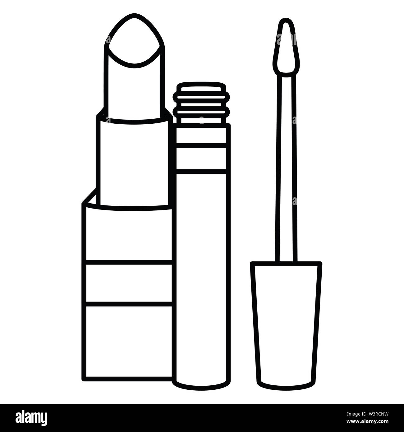 Rouge à lèvres et maquillage cils icône dessin conception d'illustration vectorielle Illustration de Vecteur