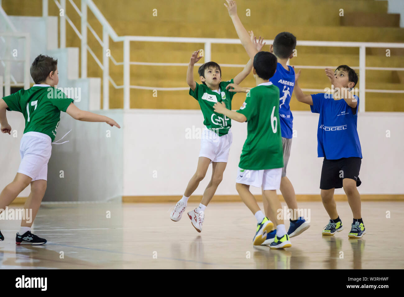 Afife, Viana do Castelo, Portugal - 9 Février 2019 : A.D. Afifense player en action contre Vermoim, jeu à compter de la mini. Banque D'Images