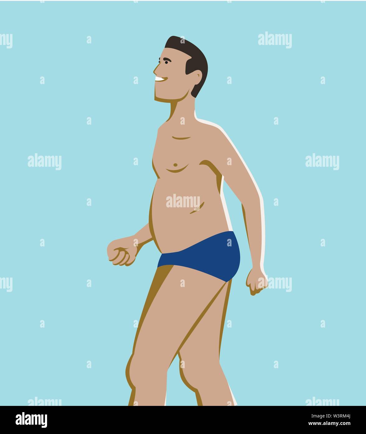 Profil de l'homme en maillot bleu smiling Illustration de Vecteur