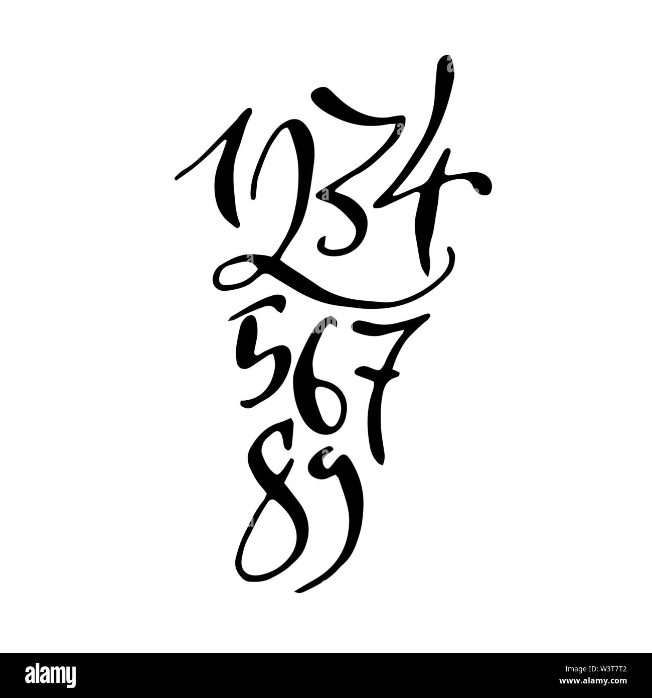 Style arabe noir de haute qualité faits à la main avec des nombres. L'affiche de la calligraphie Isolé sur fond blanc Illustration de Vecteur