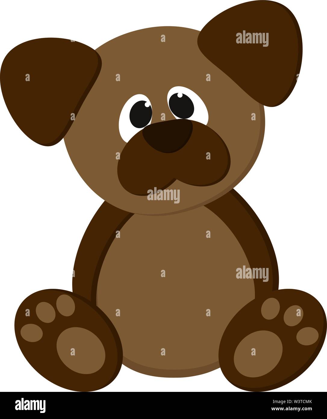 Un mignon petit chien assis brun avec des yeux adorables, Scénario, dessin en couleur ou d'illustration. Illustration de Vecteur