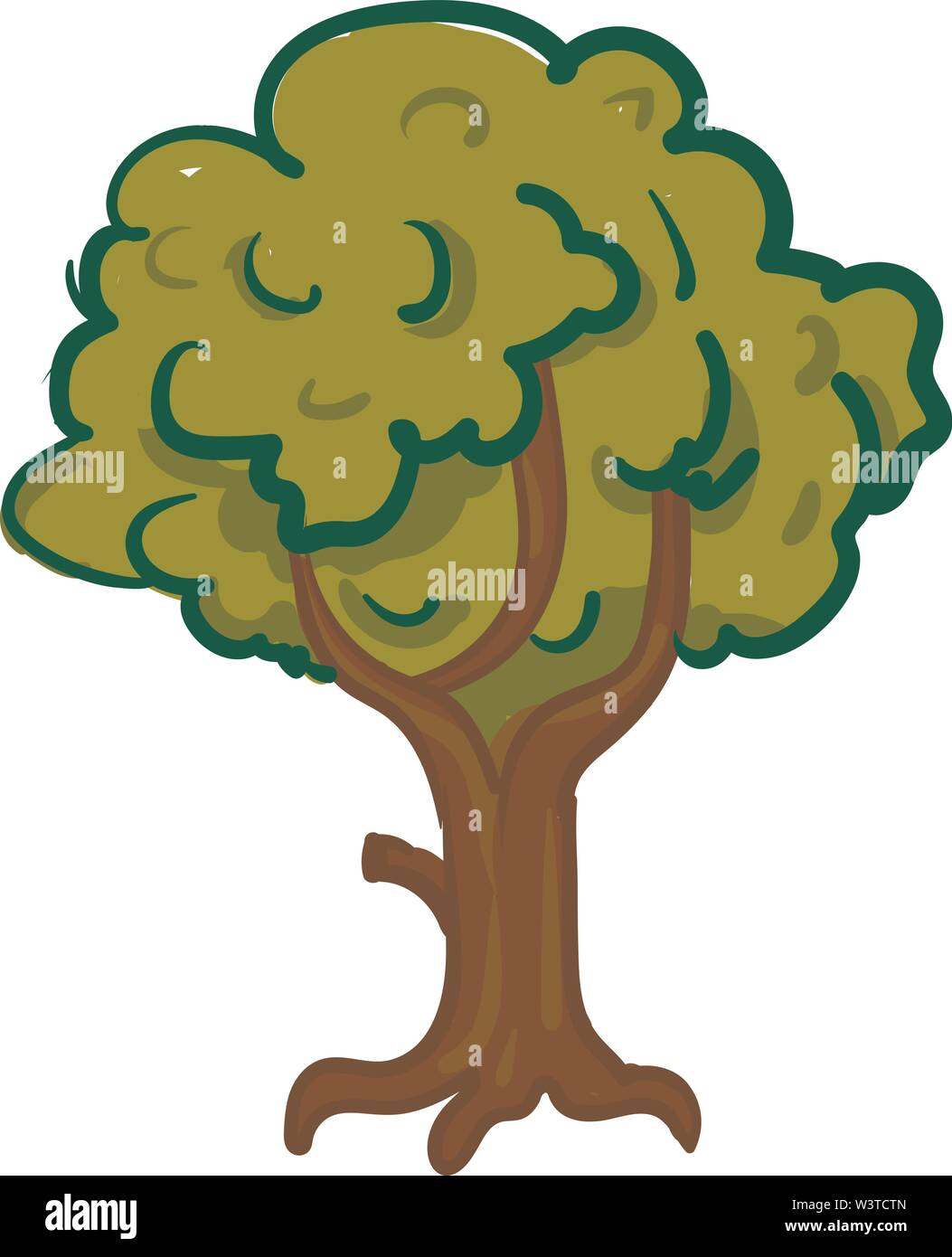 Un grand arbre et, Scénario, dessin en couleur ou d'illustration. Illustration de Vecteur