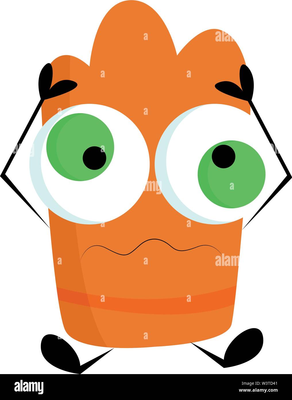 Une folie monstre orange avec de grands yeux verts, Scénario, dessin en couleur ou d'illustration. Illustration de Vecteur