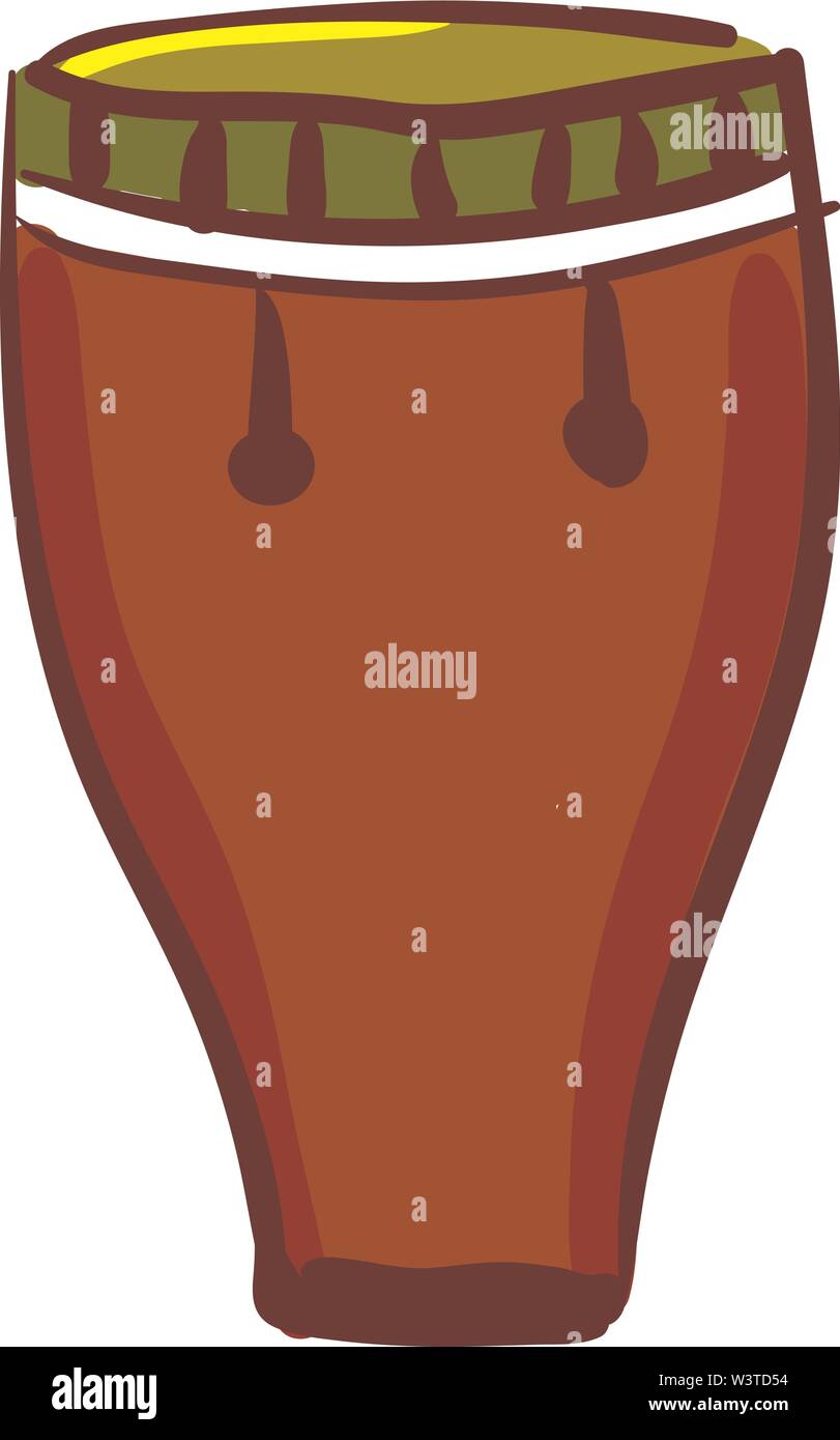 Un big brown conga drum instrument de musique, Scénario, dessin en couleur ou d'illustration. Illustration de Vecteur