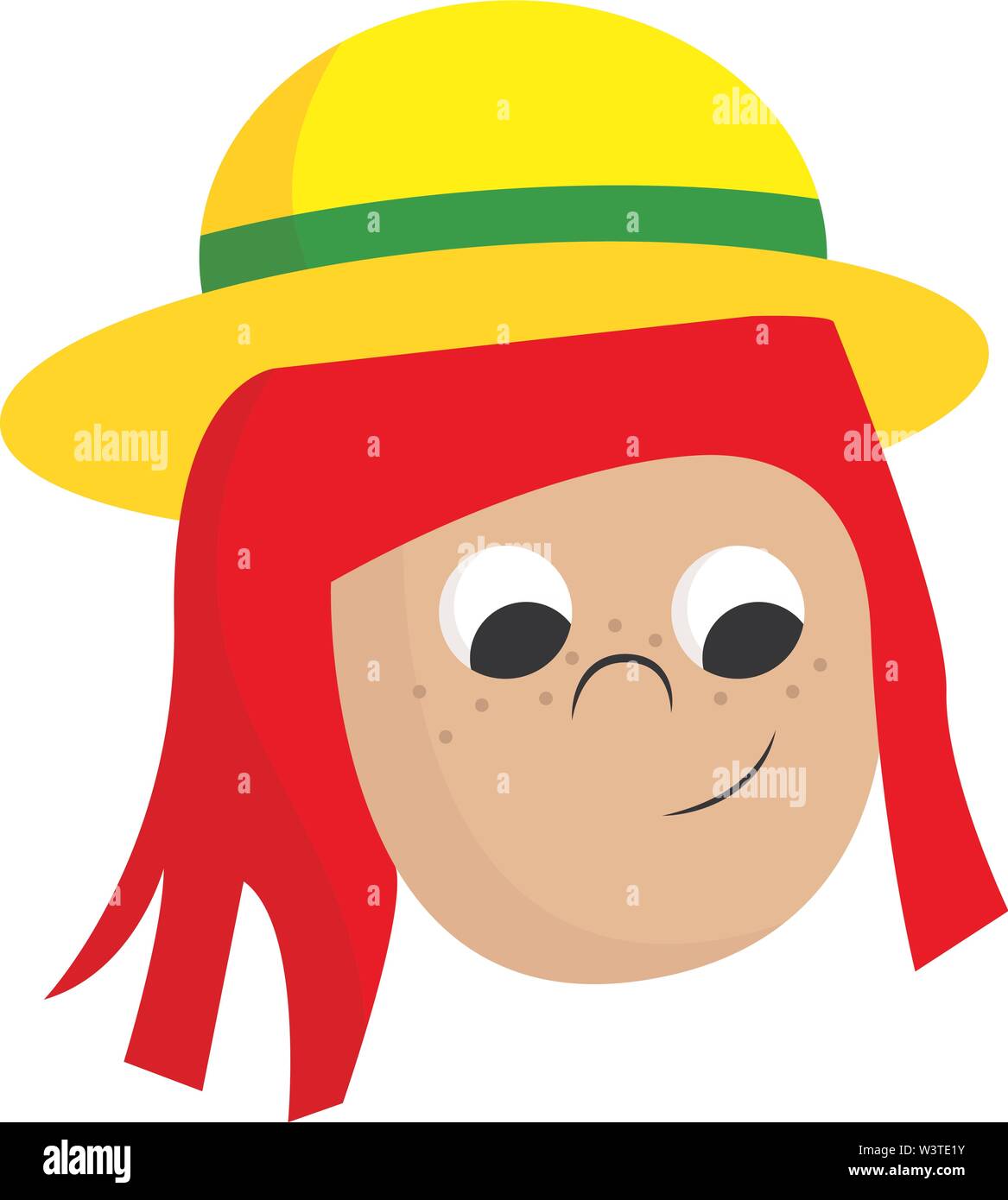 Une fille aux cheveux rouges avec un chapeau jaune, Scénario, dessin en  couleur ou d'illustration Image Vectorielle Stock - Alamy