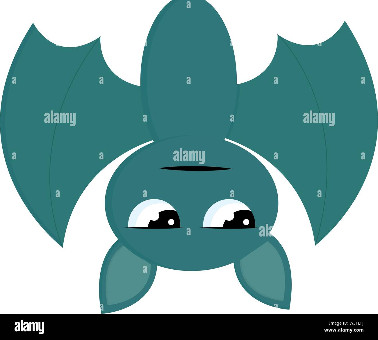 Une chauve-souris verte tête en bas avec des yeux pétillants, un vecteur, un dessin en couleur ou d'illustration. Illustration de Vecteur