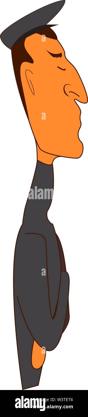 Un homme brun dans une chemise grise et un chapeau gris, Scénario, dessin en couleur ou d'illustration. Illustration de Vecteur