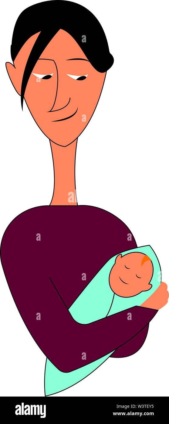 Une Maman Dans Une Chemise Pourpre Portant Un Mignon Bebe Enveloppe Dans Un Chiffon Doux Scenario Dessin En Couleur Ou D Illustration Image Vectorielle Stock Alamy