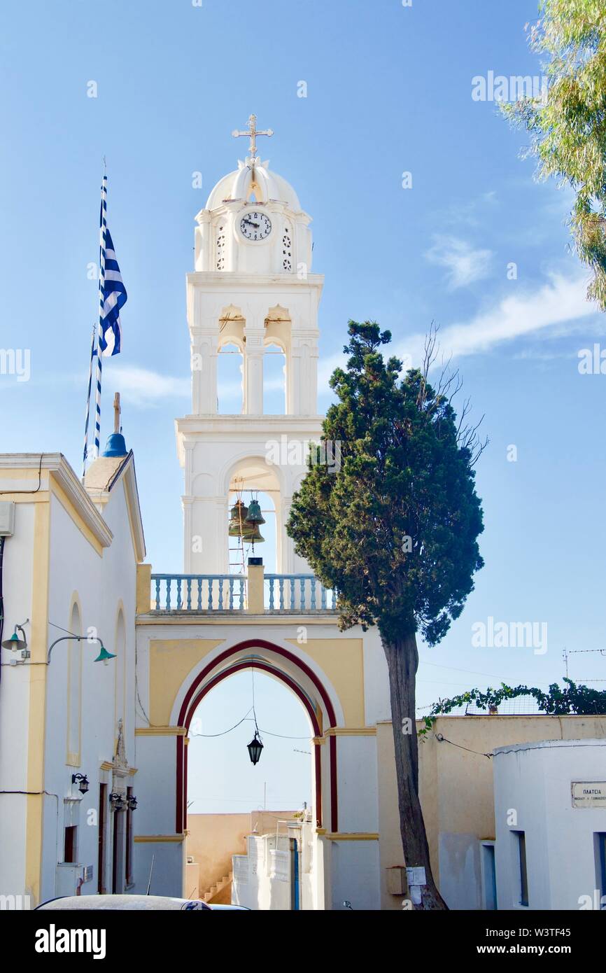 Horloge à Megalochori Santorini Banque D'Images