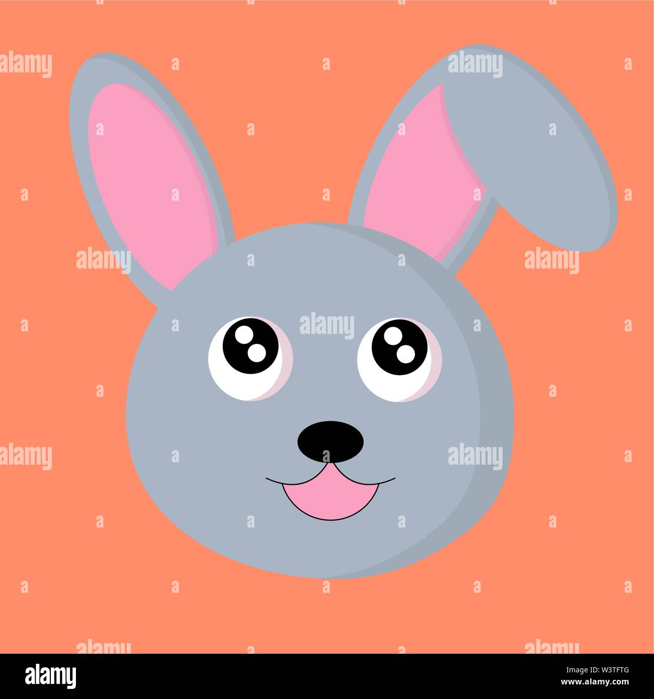 Visage d'un petit lapin avec un fond orange, Scénario, dessin en couleur ou d'illustration. Illustration de Vecteur