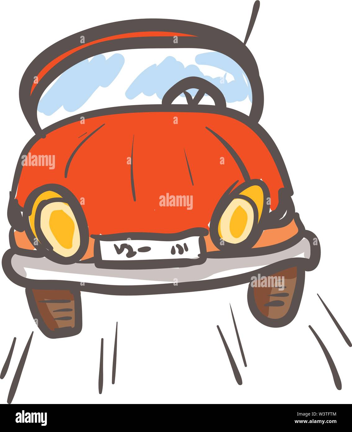 Un dessin animé en couleur d'une voiture de couleur rouge, Scénario, dessin en couleur ou d'illustration. Illustration de Vecteur