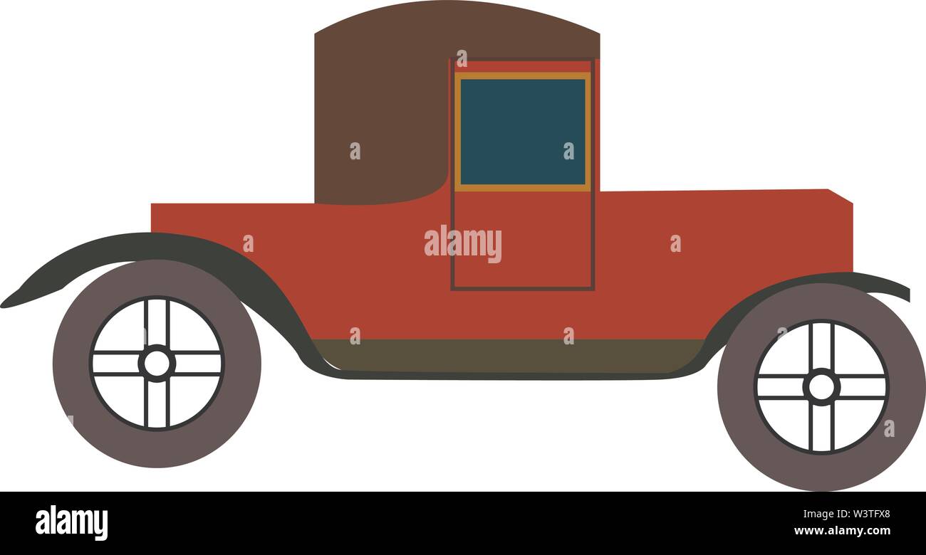 Une belle voiture rétro de couleur rouge avec une seule porte, Scénario, dessin en couleur ou d'illustration. Illustration de Vecteur