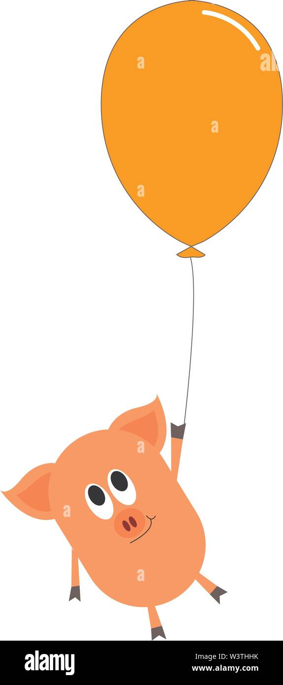 Porc avec ballon, vecteur, illustration sur fond blanc. Illustration de Vecteur