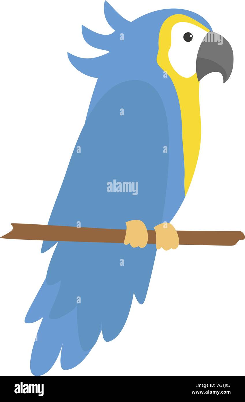Perroquet Bleu debout sur branche, vecteur, illustration sur fond blanc. Illustration de Vecteur