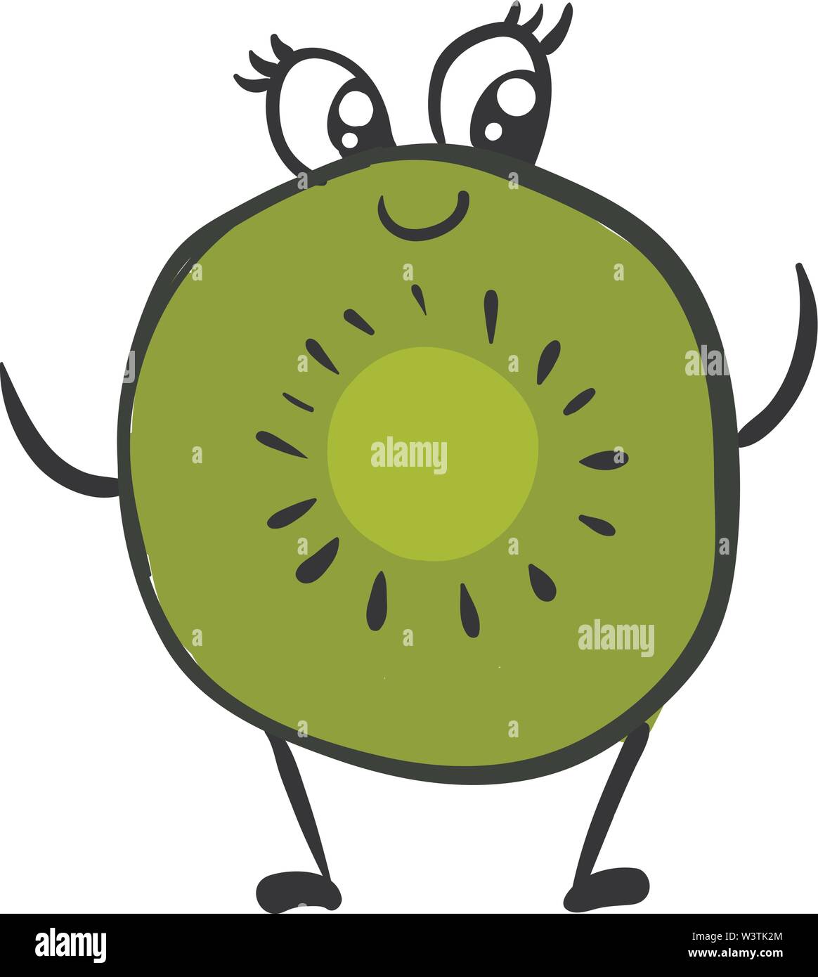 La moitié de kiwi, mignon, illustration vecteur sur fond blanc. Illustration de Vecteur