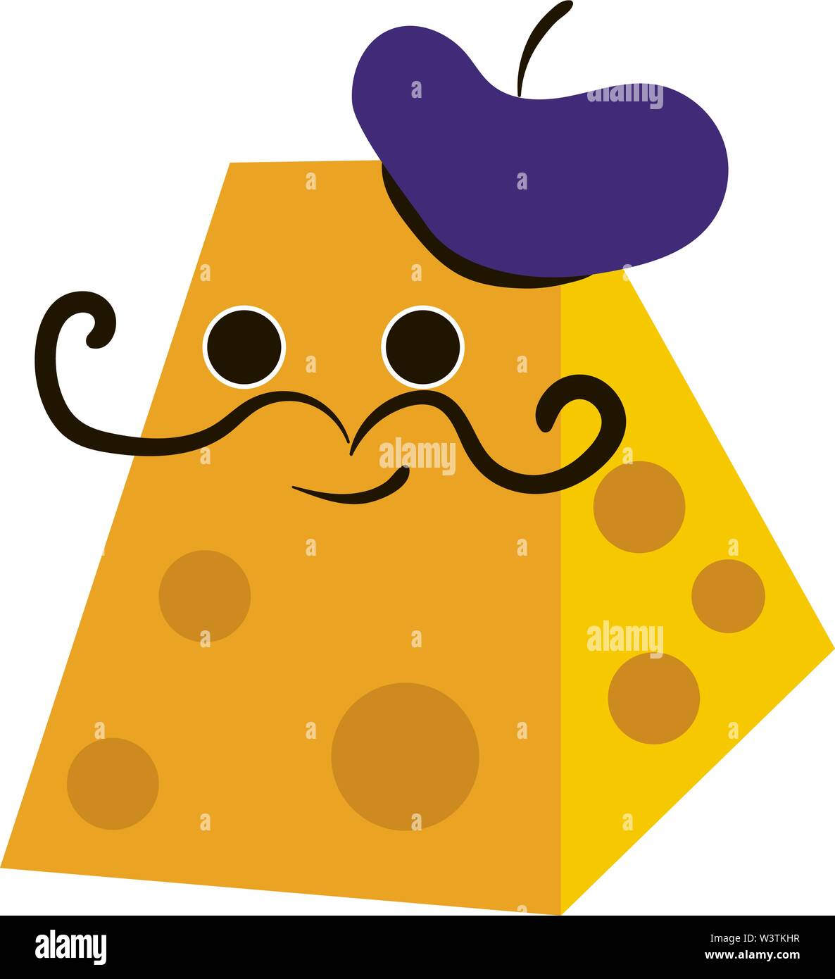 Fromage Français avec moustache, illustration, vecteur sur fond blanc. Illustration de Vecteur