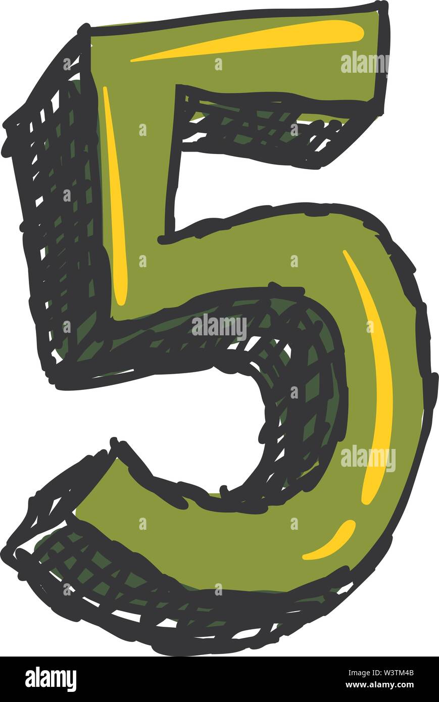 Numéro vert 5, illustration, vecteur sur fond blanc. Illustration de Vecteur