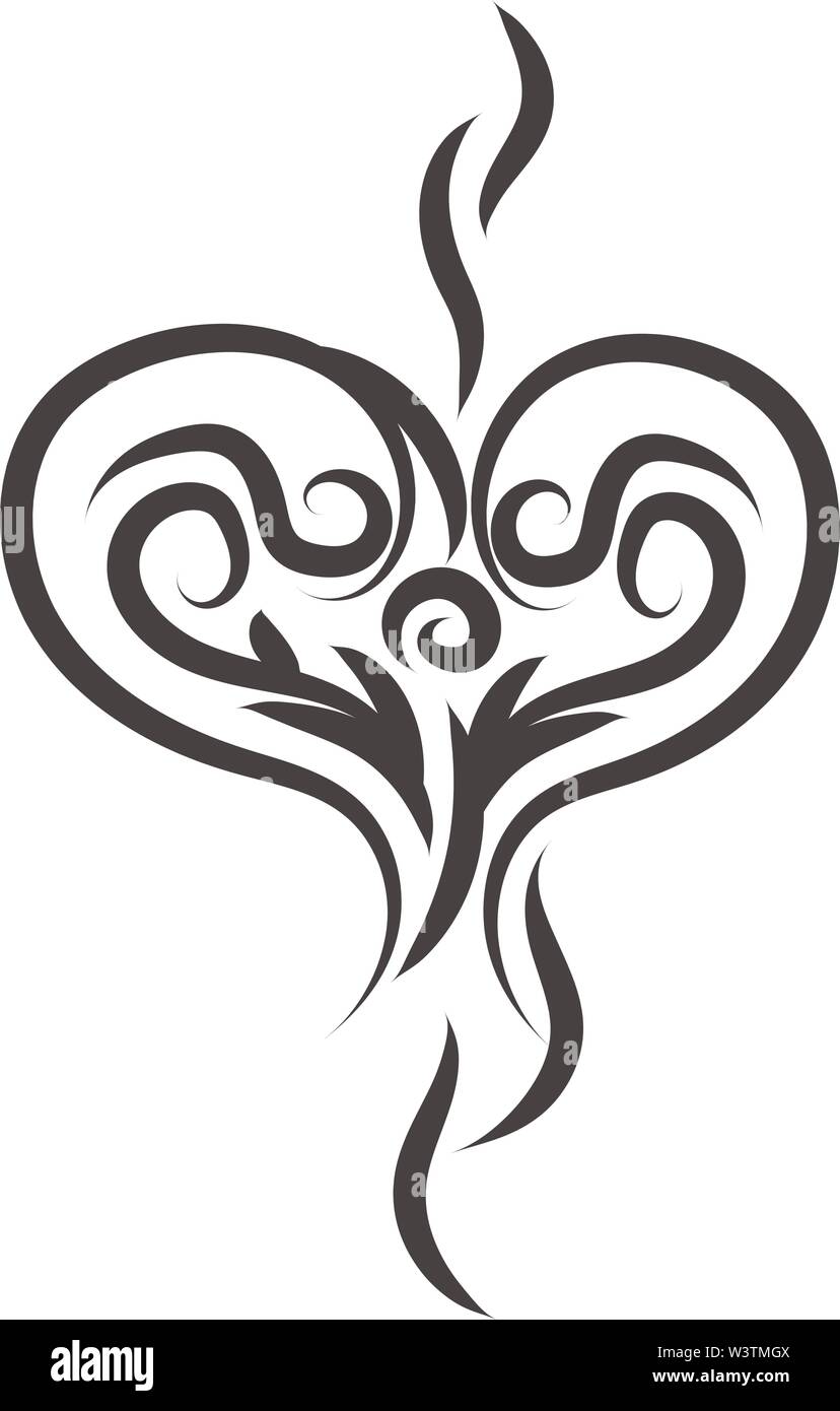 Tatouage coeur croquis, illustration, vecteur sur fond blanc. Illustration de Vecteur