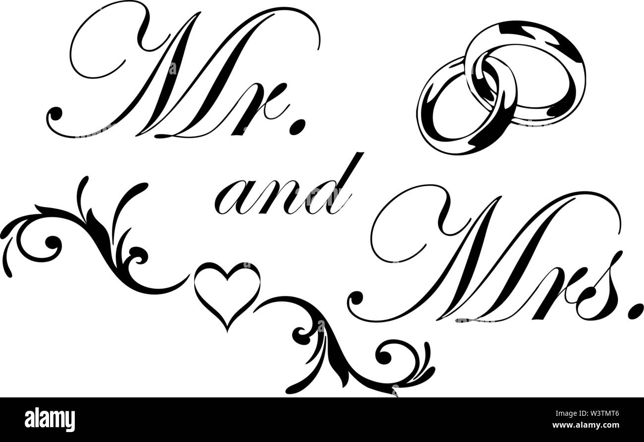 M. et Mme Conception de Mariage Illustration de Vecteur