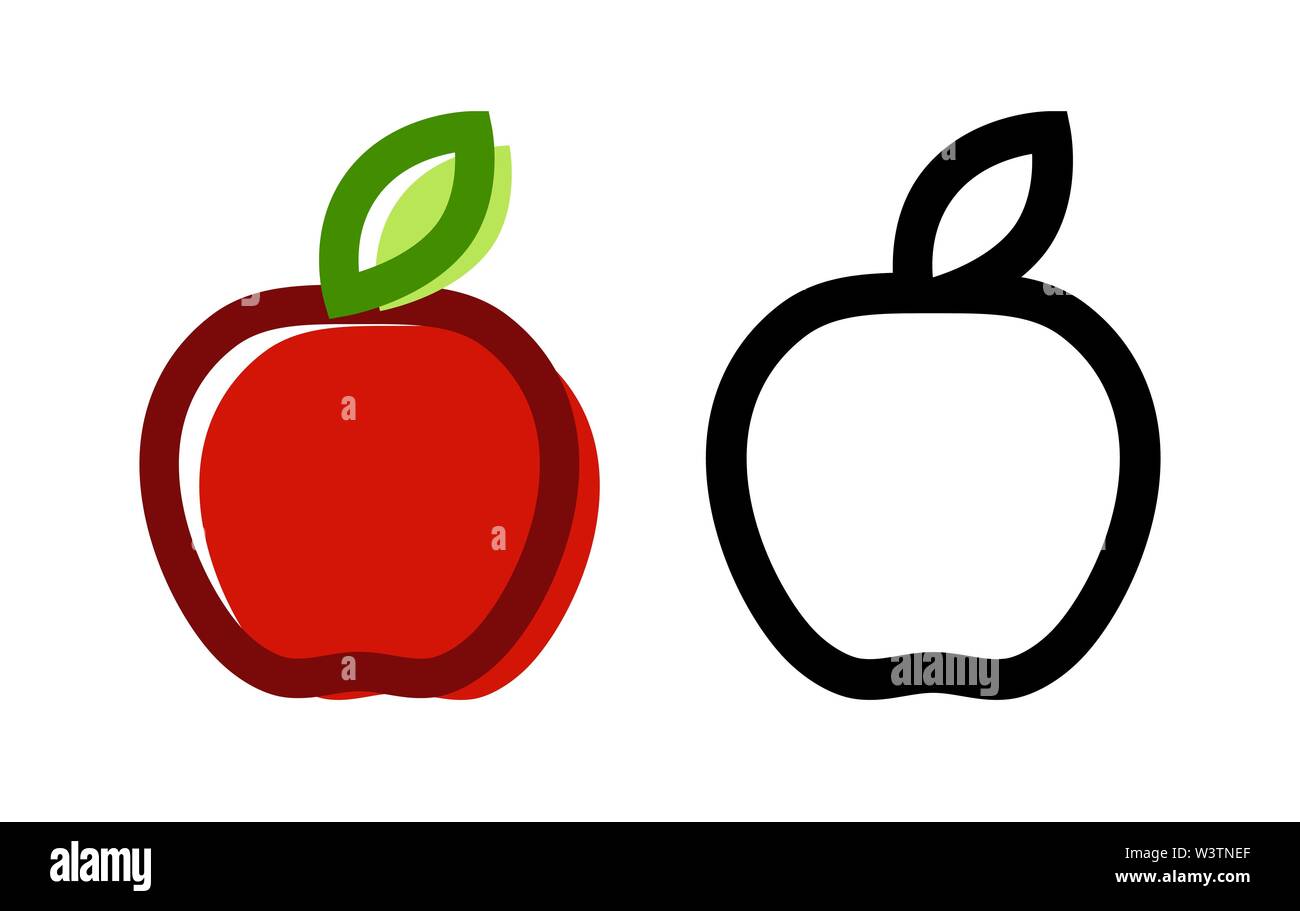 Icône Vecteur de pommes fraîches. Illustration de fruits colorés isolé sur blanc. Illustration de Vecteur