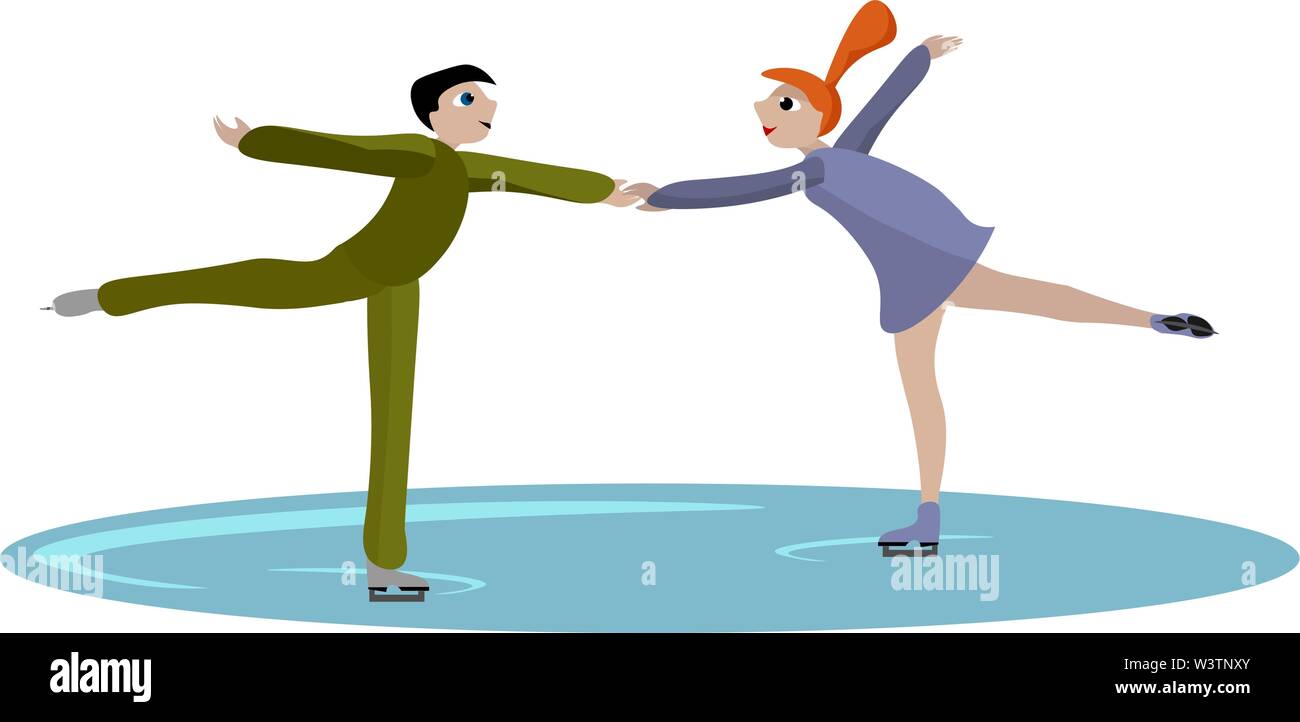 Patinage sur glace, vecteur, illustration sur fond blanc. Illustration de Vecteur