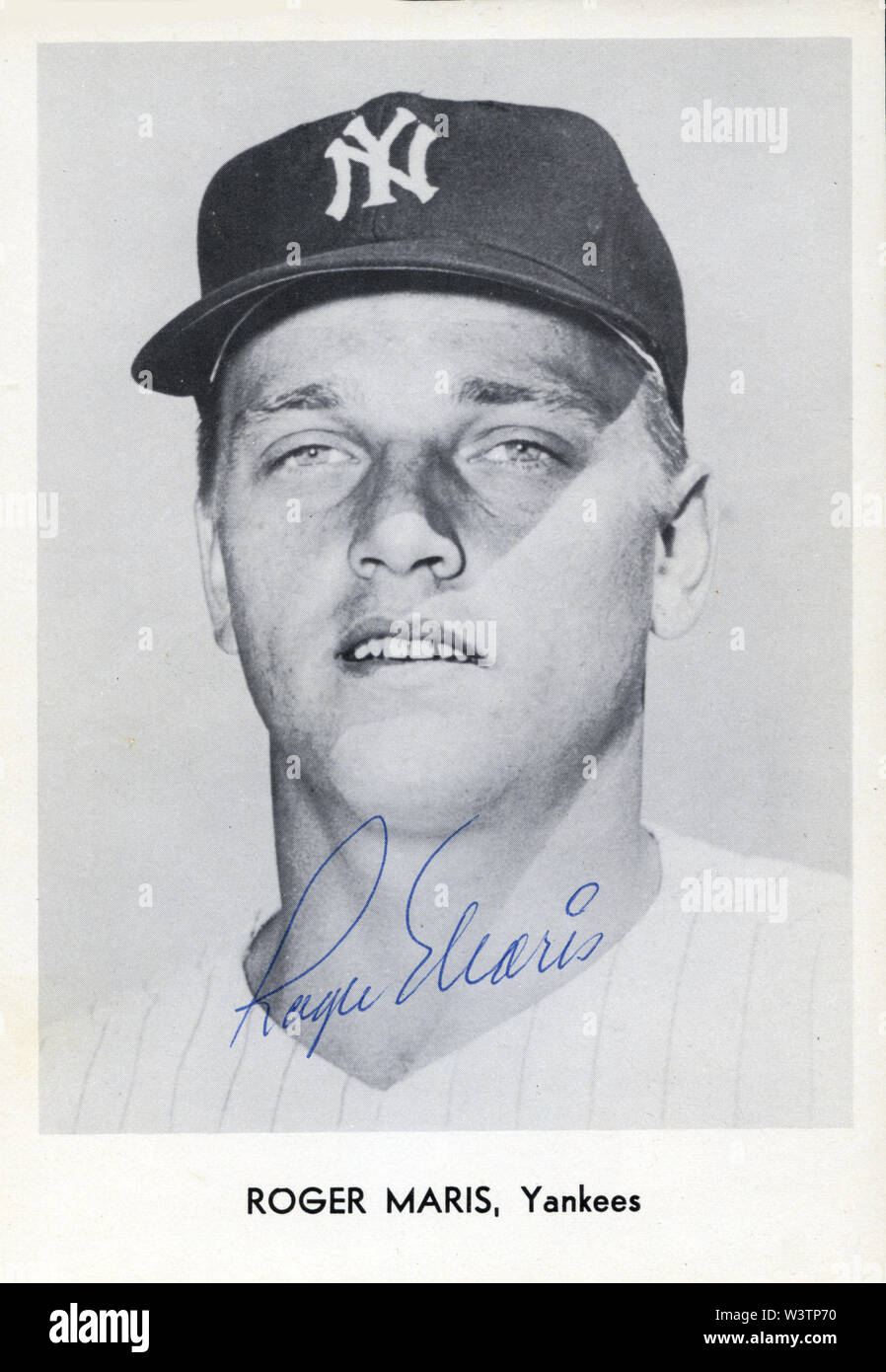 Photo autographiée de star de baseball Roger Maris avec les Yankees de New York vers 1960 Banque D'Images