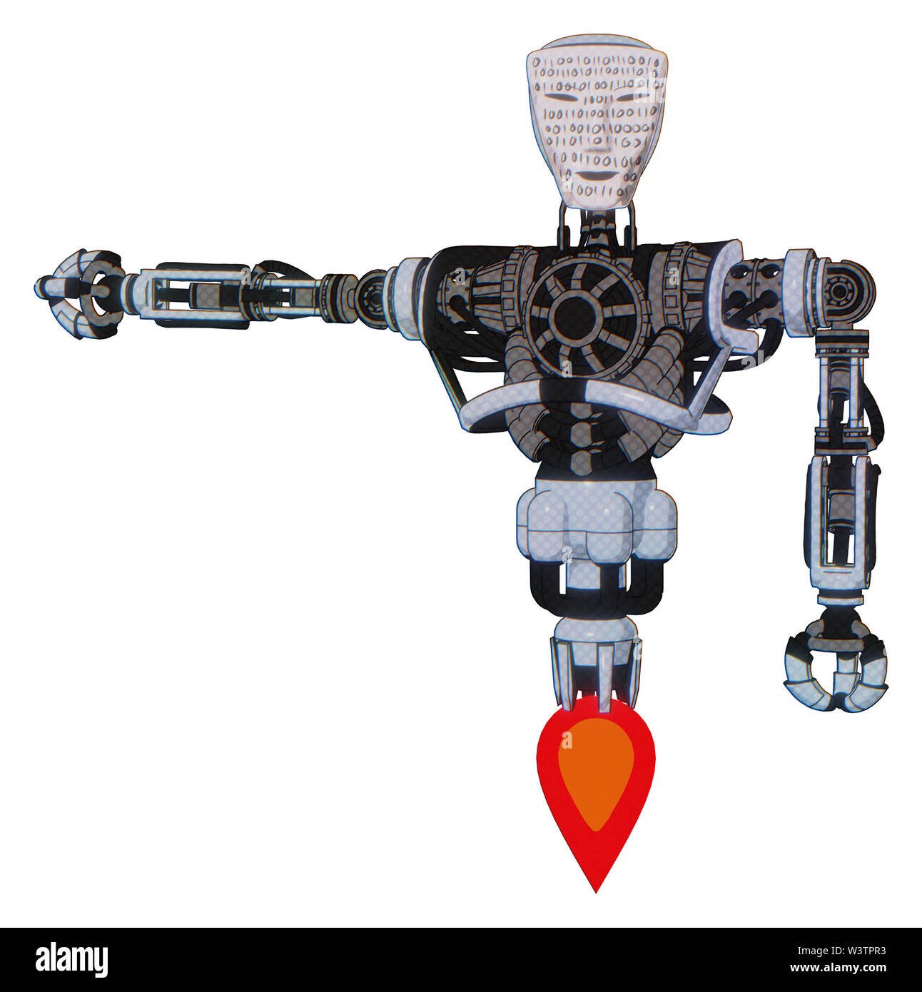 Droid contenant des éléments : masque Visage humanoïde binaire, la peinture de la guerre, le haut de la poitrine lourde, pas de poitrine, propulsion. Matériau : toon teinte bleue. Banque D'Images