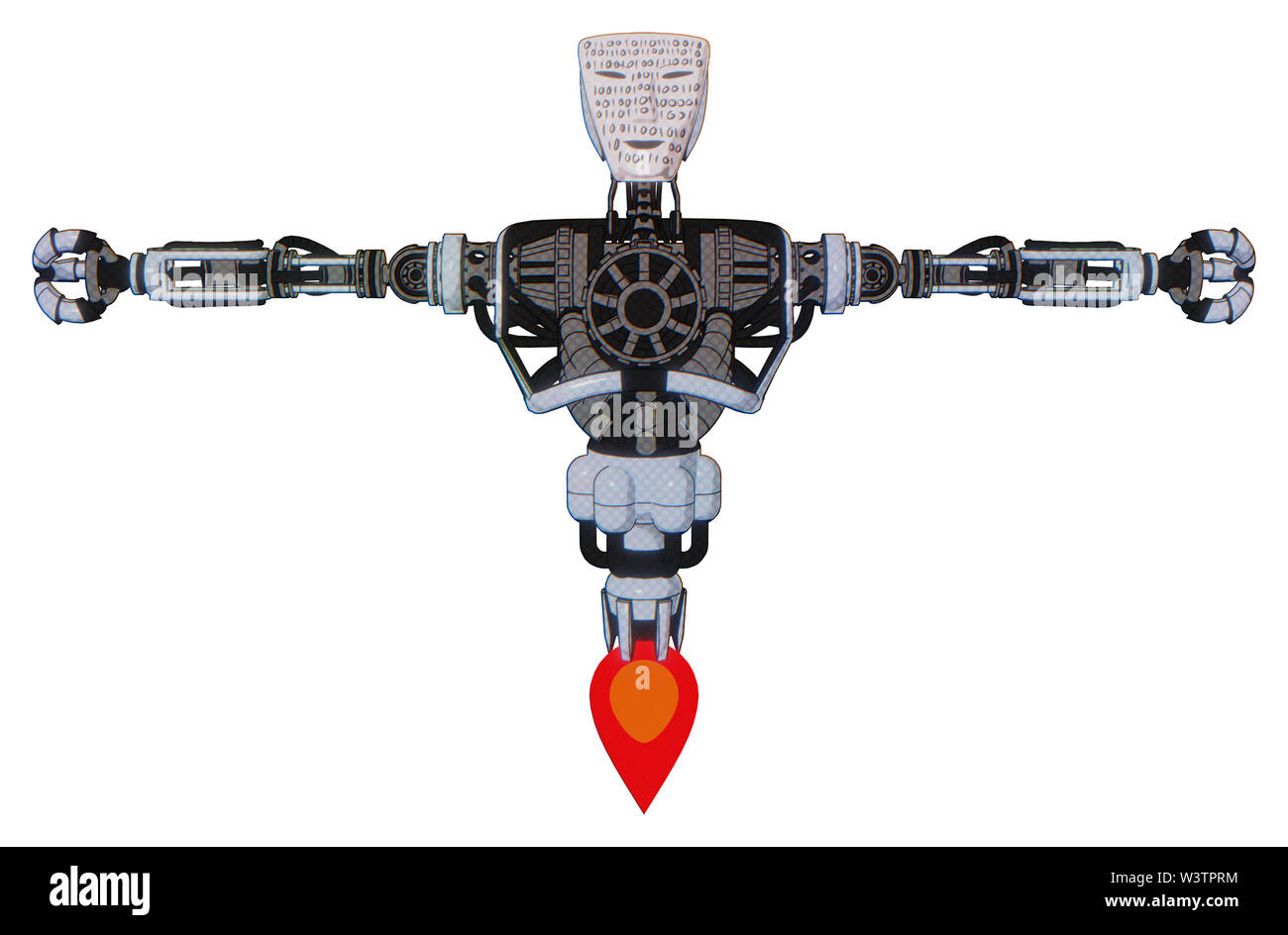 Droid contenant des éléments : masque Visage humanoïde binaire, la peinture de la guerre, le haut de la poitrine lourde, pas de poitrine, propulsion. Matériau : toon teinte bleue. Banque D'Images