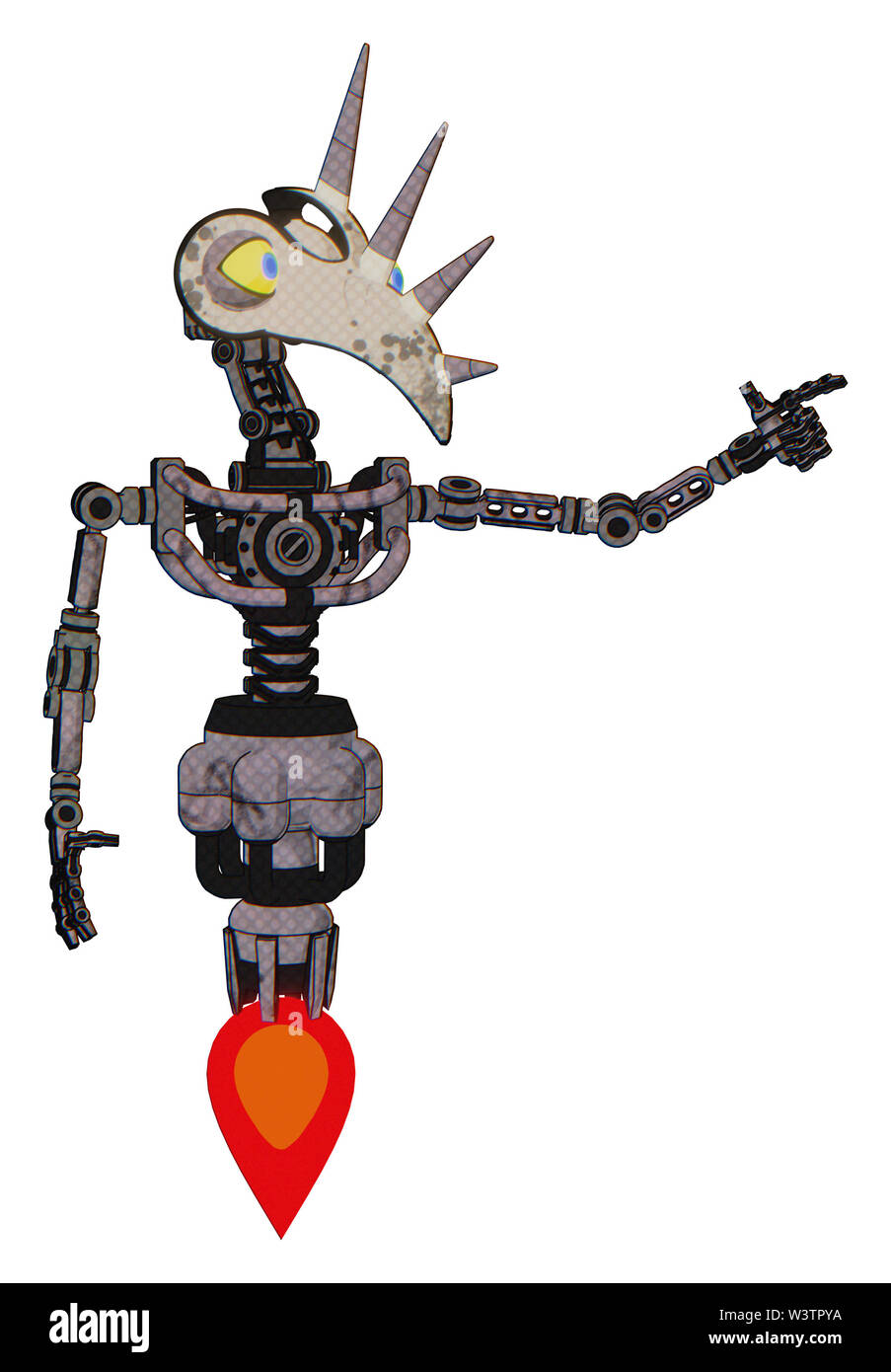 Android contenant des éléments : bird skull head, grands yeux jaunes, de la lumière, pas exoshielding la poitrine poitrine, propulsion. Matériau : croquis sombre... Banque D'Images