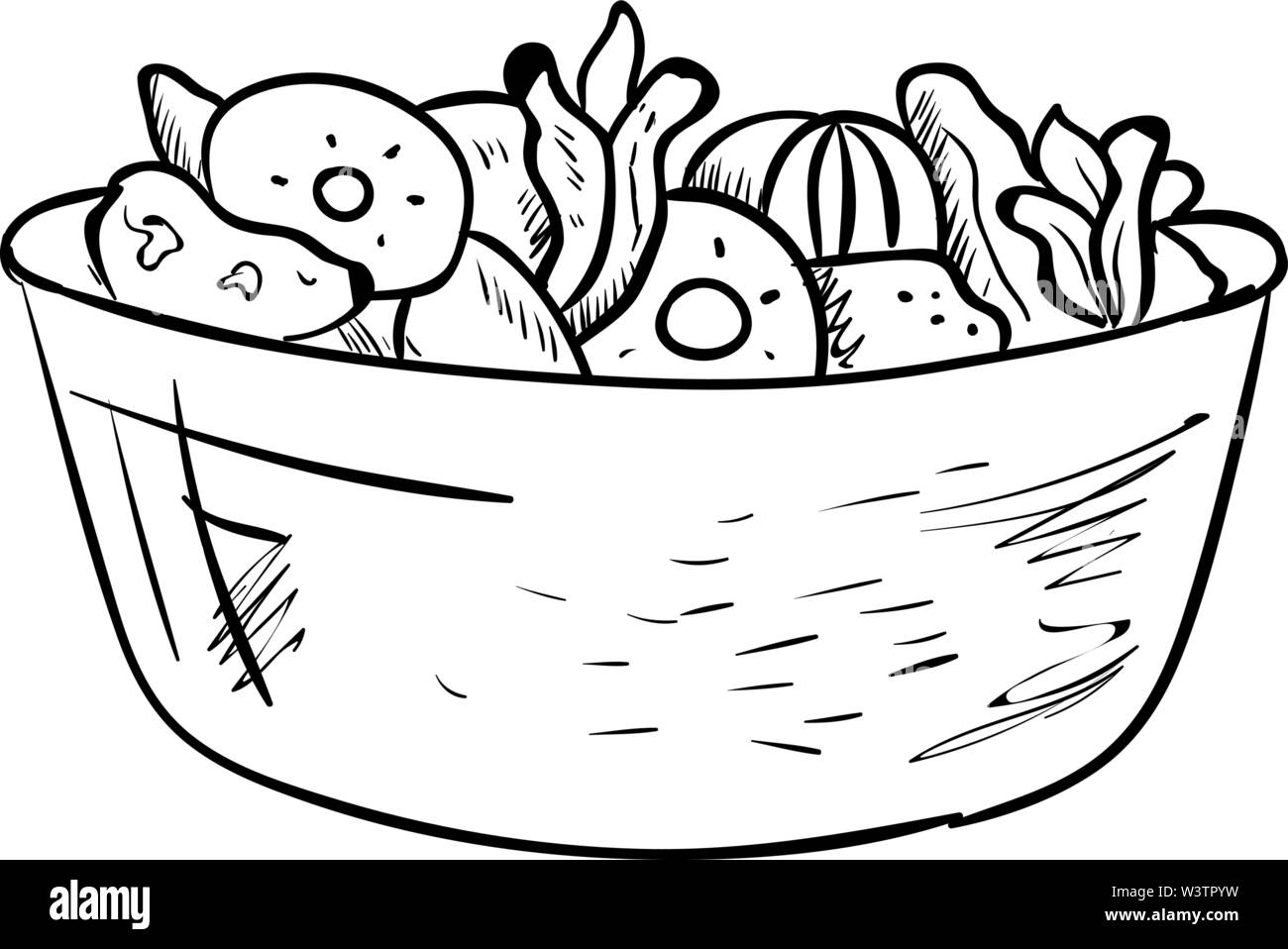 Salade de dessin, illustration, vecteur sur fond blanc. Illustration de Vecteur