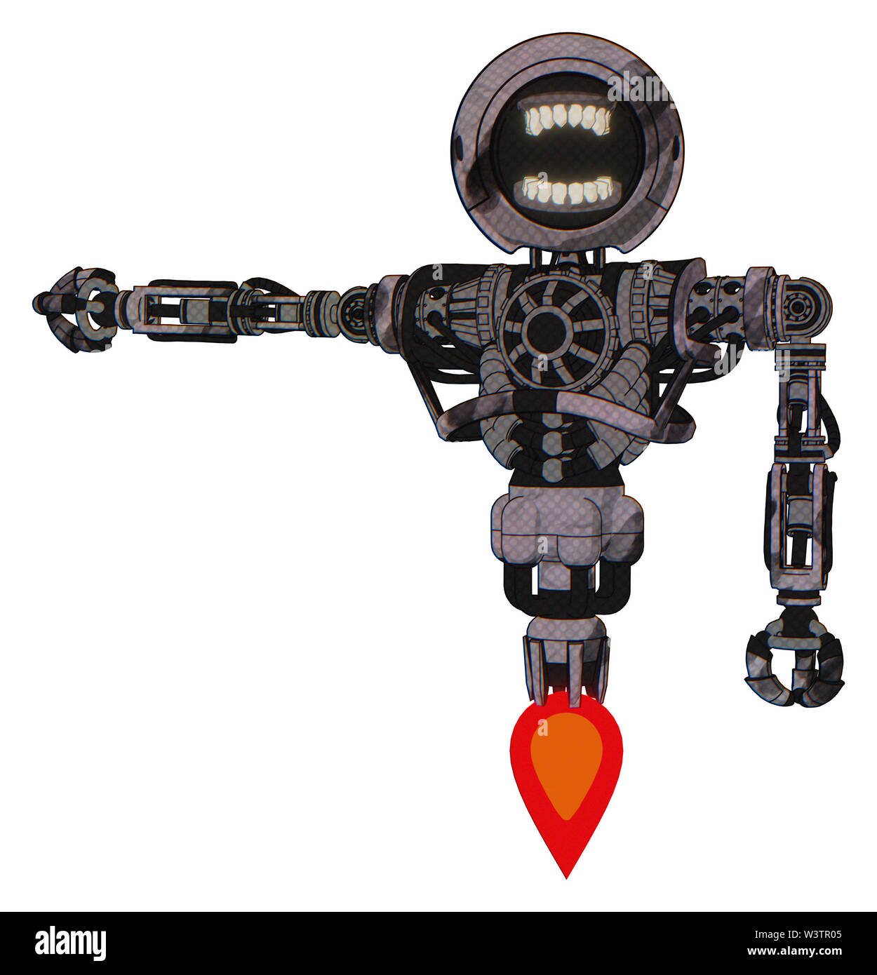 Les éléments contenant de l'automate à tête ronde : chomper design, le haut de la poitrine lourde, pas de poitrine, propulsion. Matériel : sketch pad d'encre humide cariés. Banque D'Images