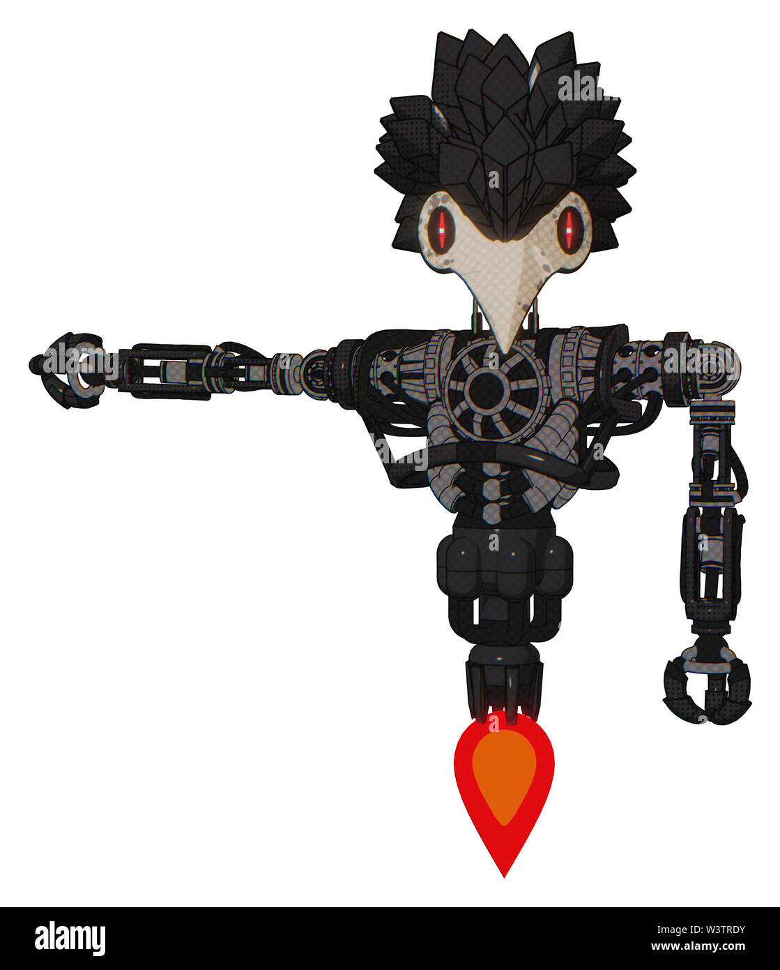 Cyborg contenant des éléments : bird skull head, ligne rouge, les yeux lourds, design plume d'oiseau haut de la poitrine, pas de poitrine, propulsion. Matériel : propre. Banque D'Images