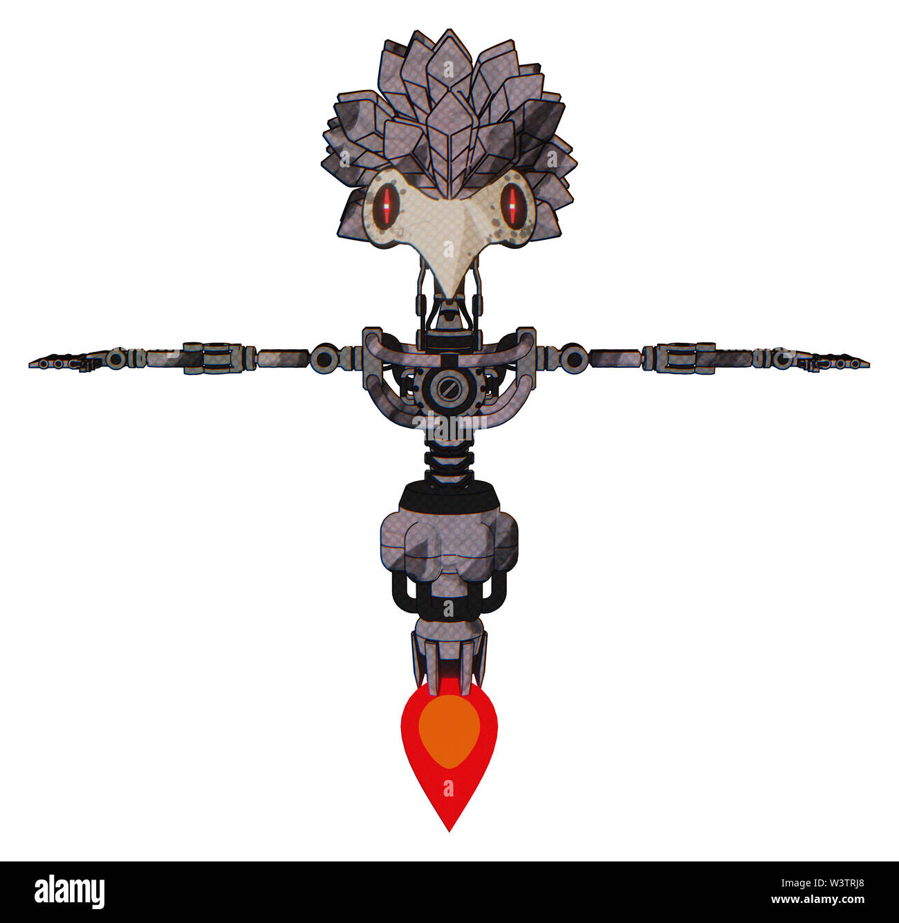 Contenant des éléments automate : bird skull head, ligne rouge, yeux design plume d'oiseau, de la lumière, pas exoshielding la poitrine poitrine, propulsion. Banque D'Images