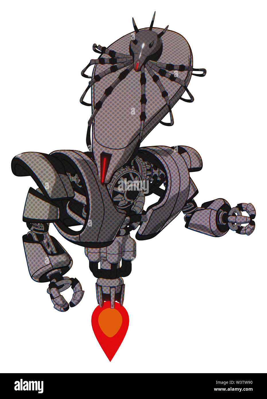 Cyborg contenant des éléments : skull head allongées, spider, couronne le haut de la poitrine lourde, lourde poitrine mécanique, propulsion. Matériau : gris en demi-teinte. Banque D'Images