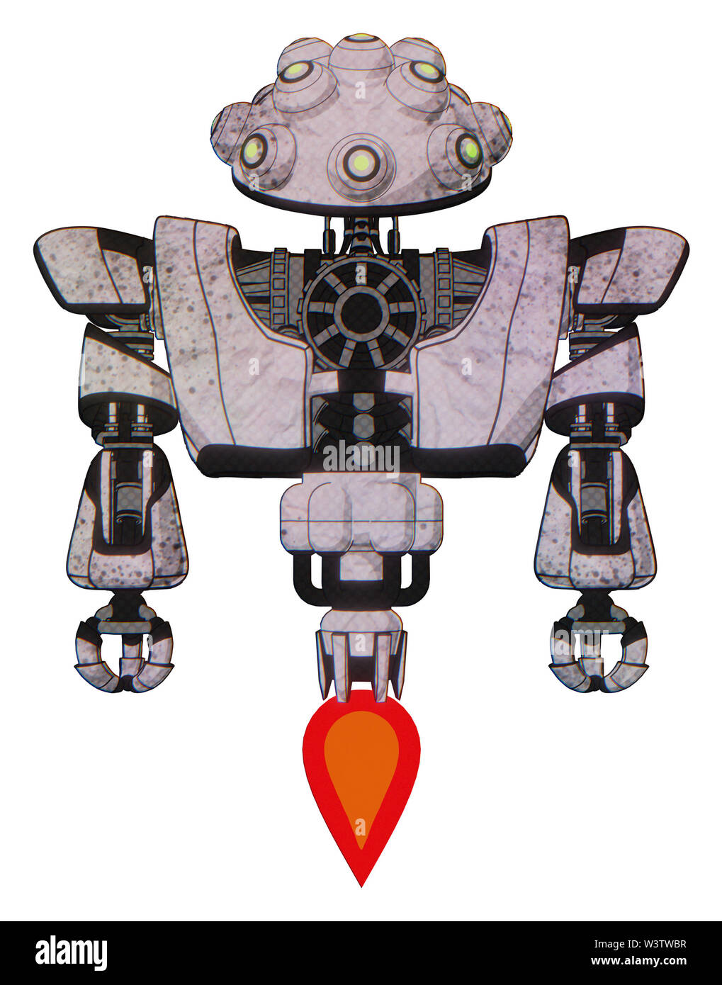 Droid contenant des éléments : techno multi-eyed domehead design, le haut de la poitrine lourde, lourde poitrine mécanique, propulsion. Matériel : sketch pad dirty cariés. Banque D'Images