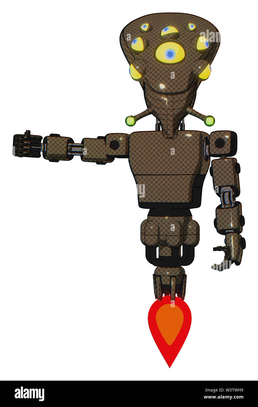 Droid contenant des éléments : skull head allongées, globe oculaire jaune, lumière, exoshielding exoplate prototype poitrine poitrine, propulsion. Banque D'Images