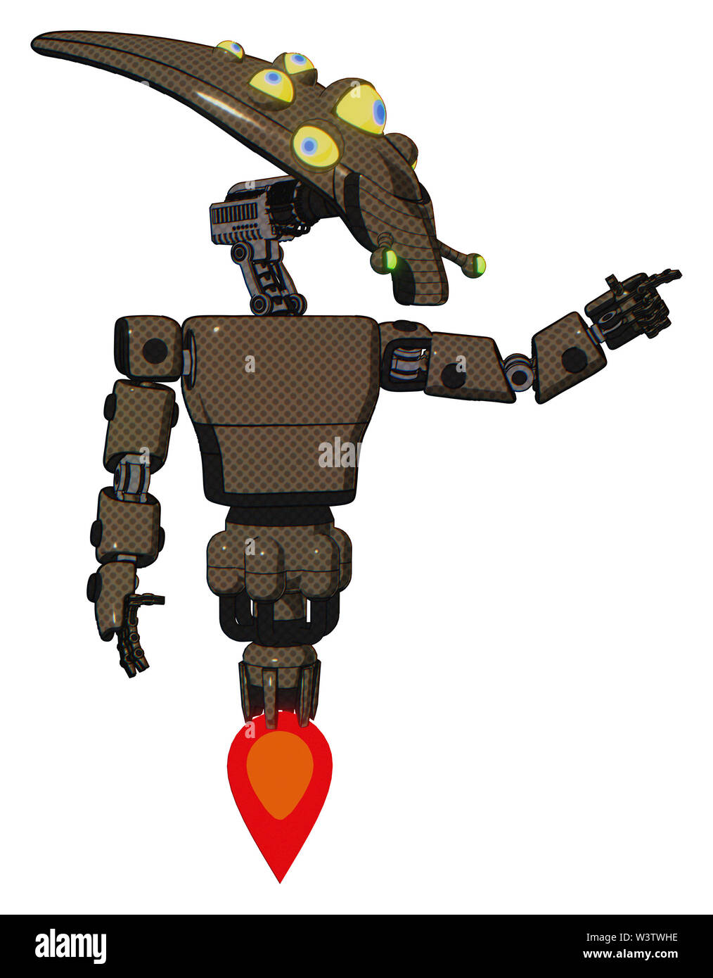 Droid contenant des éléments : skull head allongées, globe oculaire jaune, lumière, exoshielding exoplate prototype poitrine poitrine, propulsion. Banque D'Images