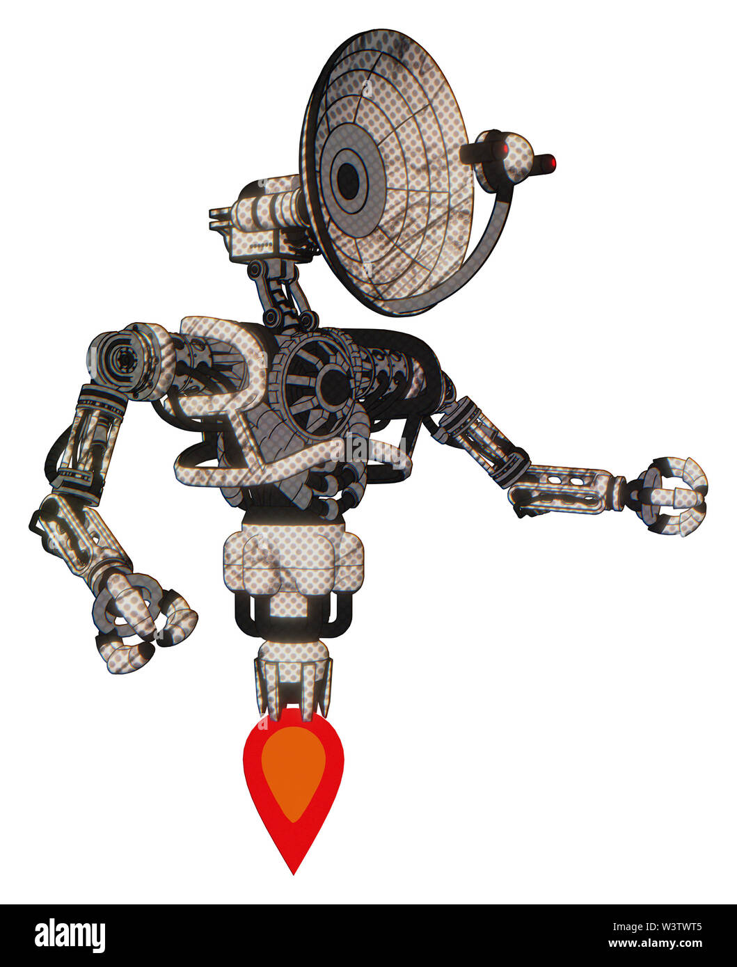 Cyborg contenant des éléments : retro double tête de caméra, antenne satellite tête, partie supérieure de la poitrine lourde, pas de poitrine, propulsion. Matériau :... demi-teinte Banque D'Images