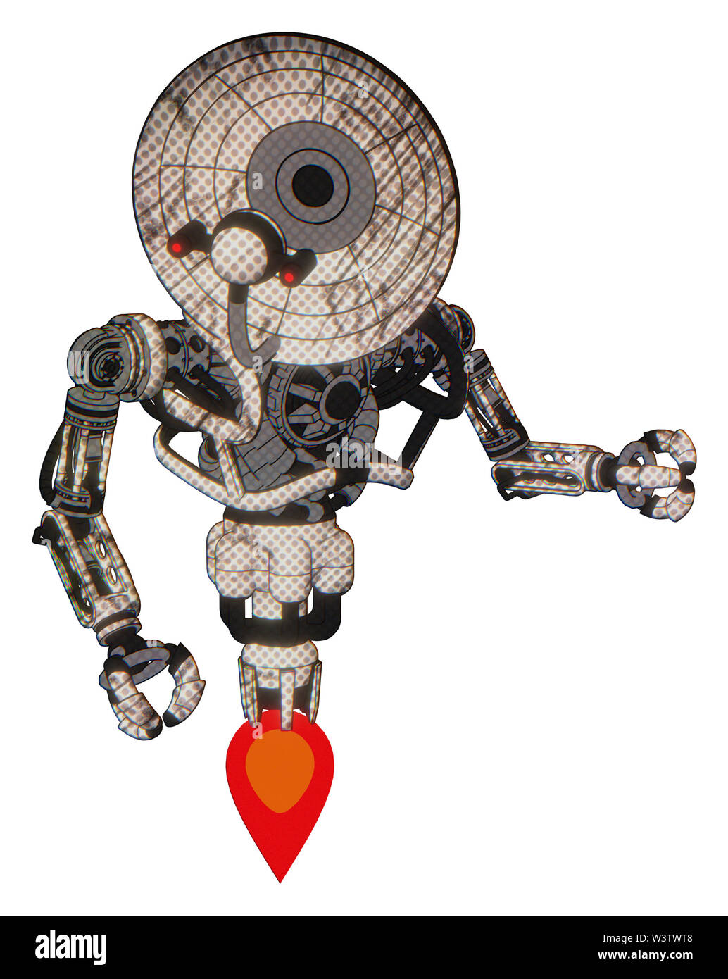 Cyborg contenant des éléments : retro double tête de caméra, antenne satellite tête, partie supérieure de la poitrine lourde, pas de poitrine, propulsion. Matériau :... demi-teinte Banque D'Images