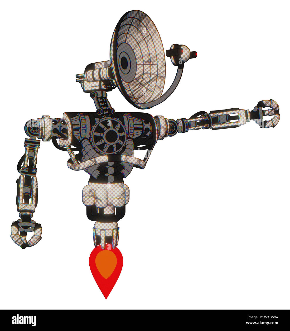 Cyborg contenant des éléments : retro double tête de caméra, antenne satellite tête, partie supérieure de la poitrine lourde, pas de poitrine, propulsion. Matériau :... demi-teinte Banque D'Images