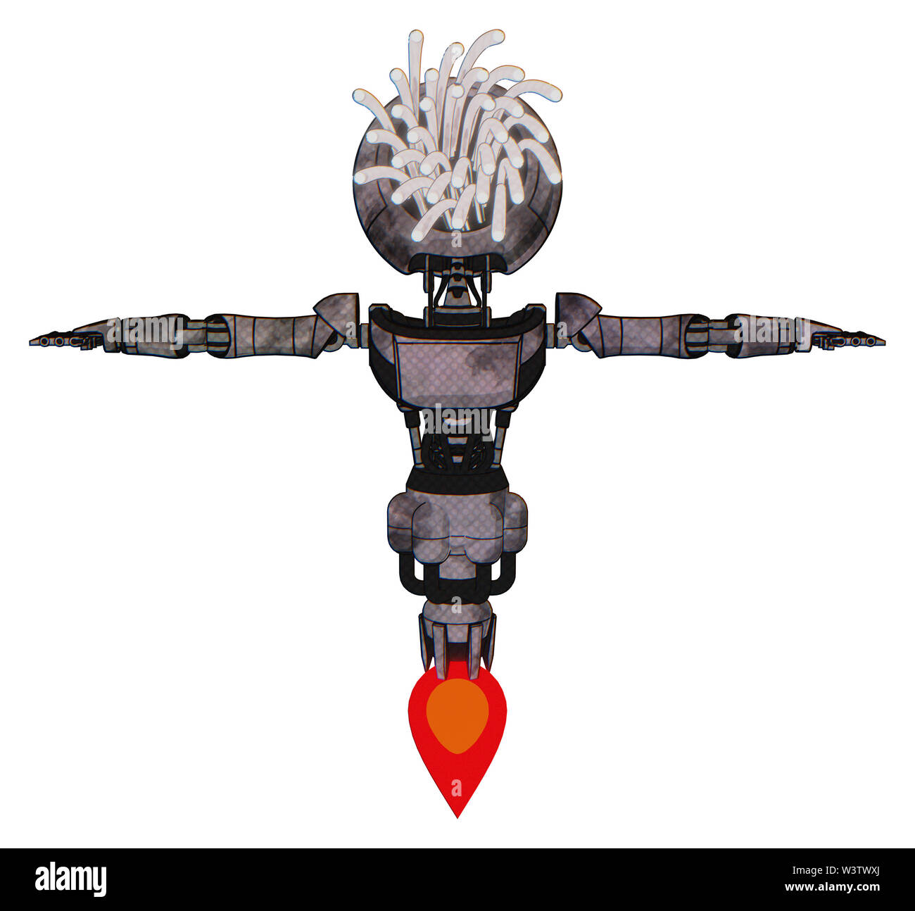 Mech contenant des éléments : le tour de tête de connecteurs pour fibres optiques, la lumière, exoshielding poitrine poitrine ultra-léger exosuit, Jet Propulsion. Matériel : Sketch Pad. Banque D'Images