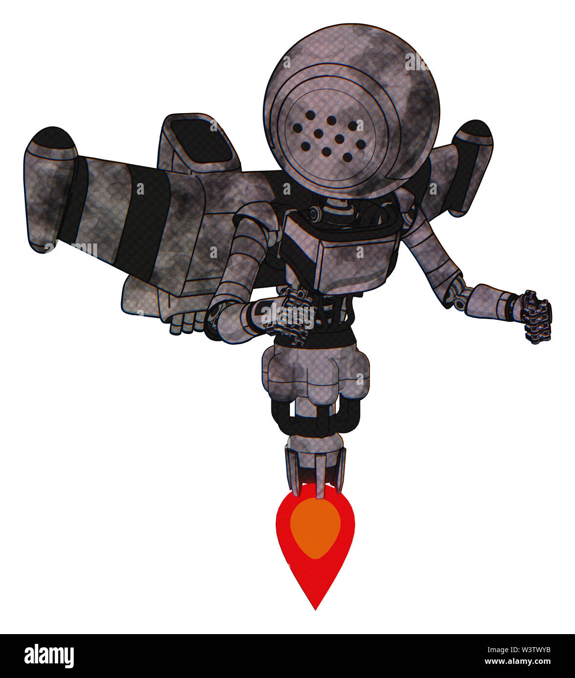 Mech contenant des éléments : matrice de points de lumière, visage, exoshielding la poitrine poitrine ultra-léger exosuit, stellar jet pack de fusée d'aile, Jet Propulsion. Banque D'Images