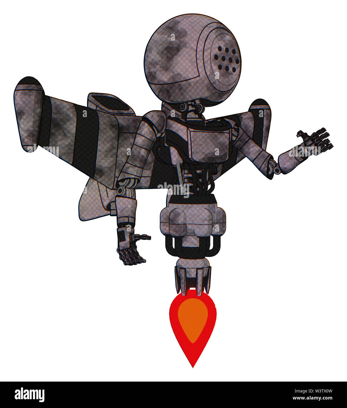 Mech contenant des éléments : matrice de points de lumière, visage, exoshielding la poitrine poitrine ultra-léger exosuit, stellar jet pack de fusée d'aile, Jet Propulsion. Banque D'Images