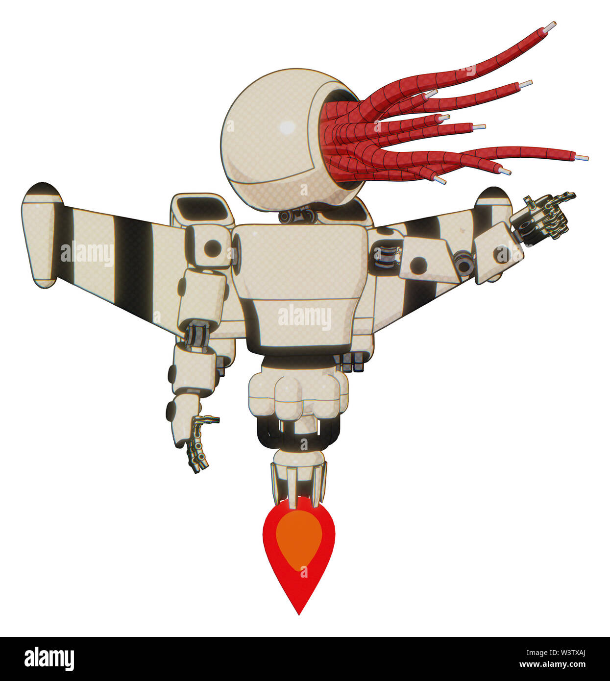 Les éléments contenant de l'automate : rouge vif tentacules de méduses, conception en fibre optique, exoshielding lumière poitrine poitrine, exoplate prototype jet stellaire... Banque D'Images