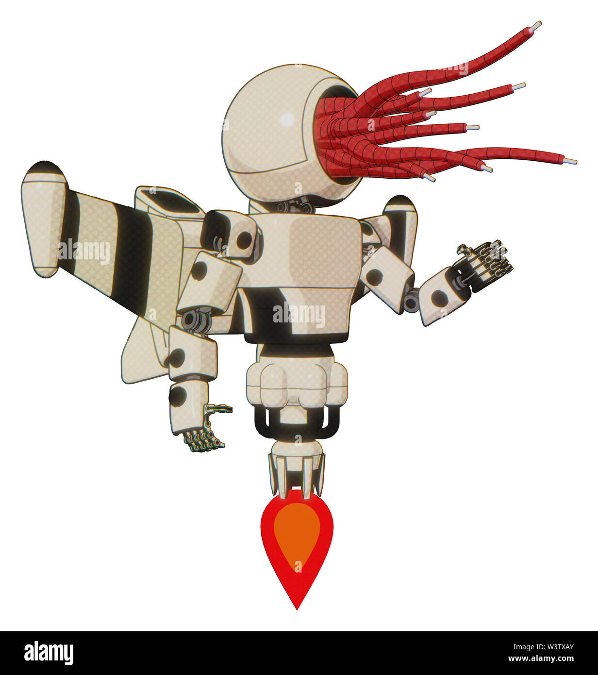 Les éléments contenant de l'automate : rouge vif tentacules de méduses, conception en fibre optique, exoshielding lumière poitrine poitrine, exoplate prototype jet stellaire... Banque D'Images