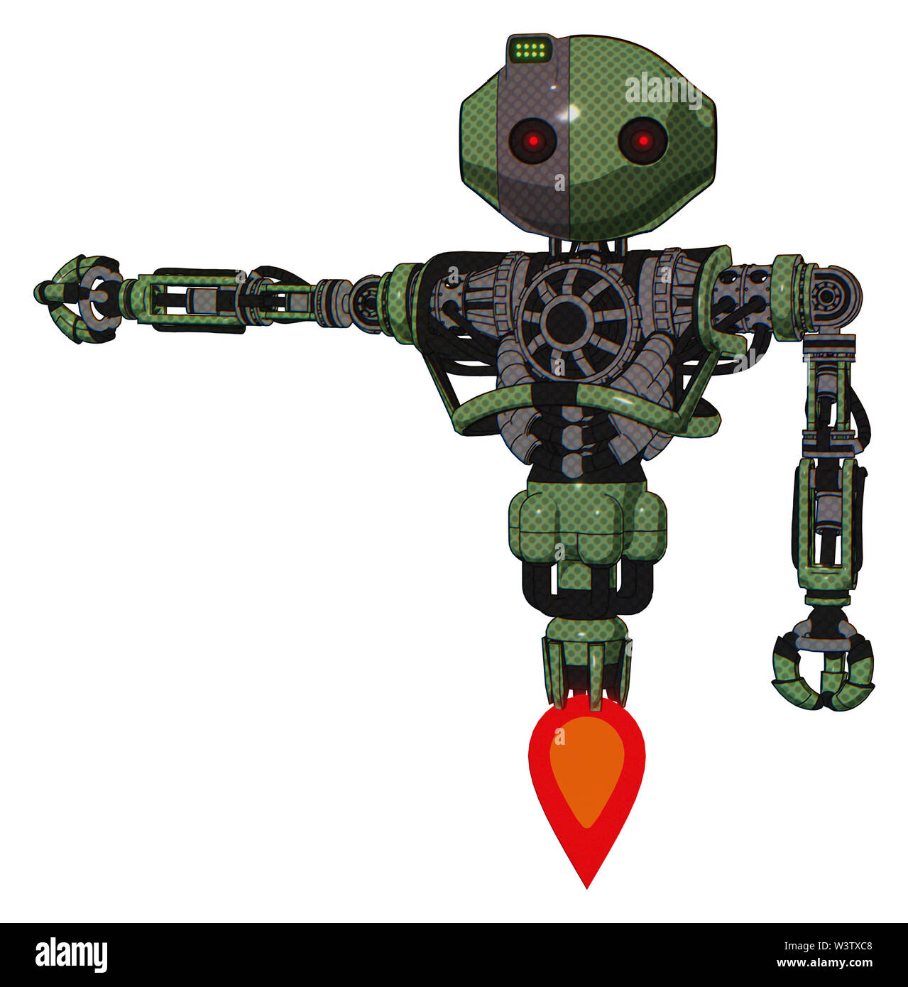 Cyborg contenant des éléments : ovale large tête, petits yeux, led rouge led verte parure, haut de la poitrine lourde, pas de poitrine, propulsion. Matériau :... Banque D'Images