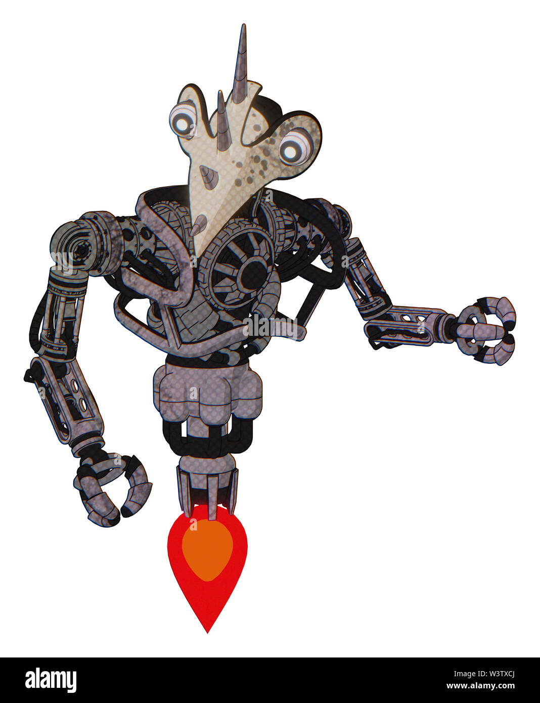 Bot contenant des éléments : bird skull head, blanc à l'œil, le haut de la poitrine lourde, pas de poitrine, propulsion. Matériel : sombre sale scrawl croquis. Banque D'Images