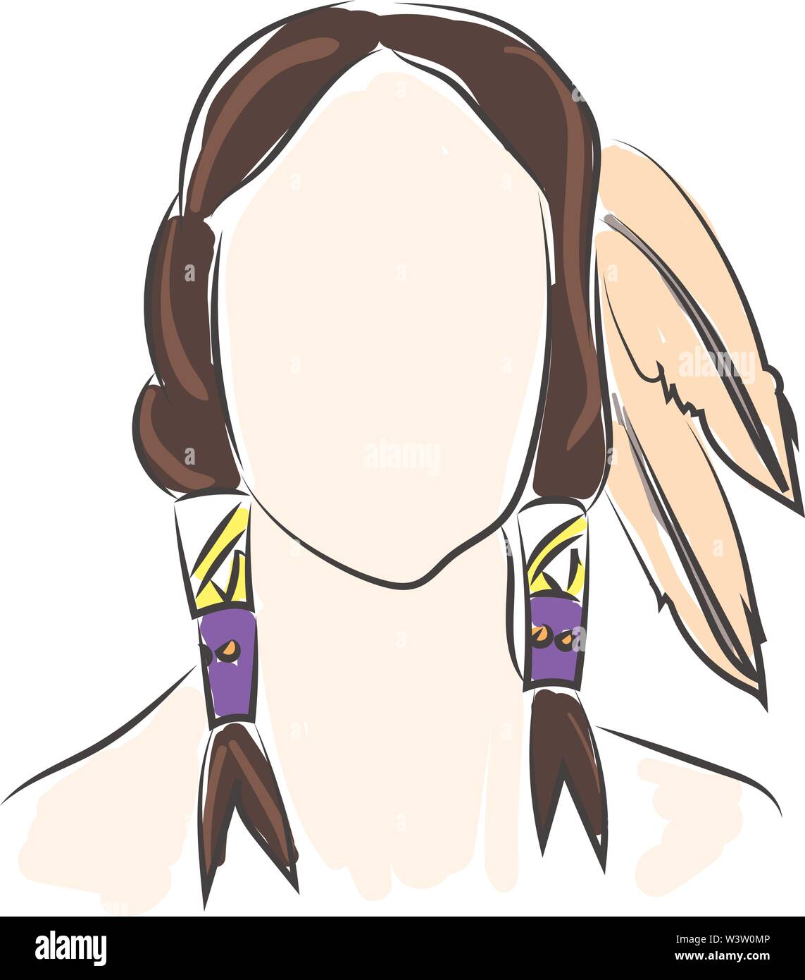 Indien avec plumes, illustration, vecteur sur fond blanc Illustration de Vecteur