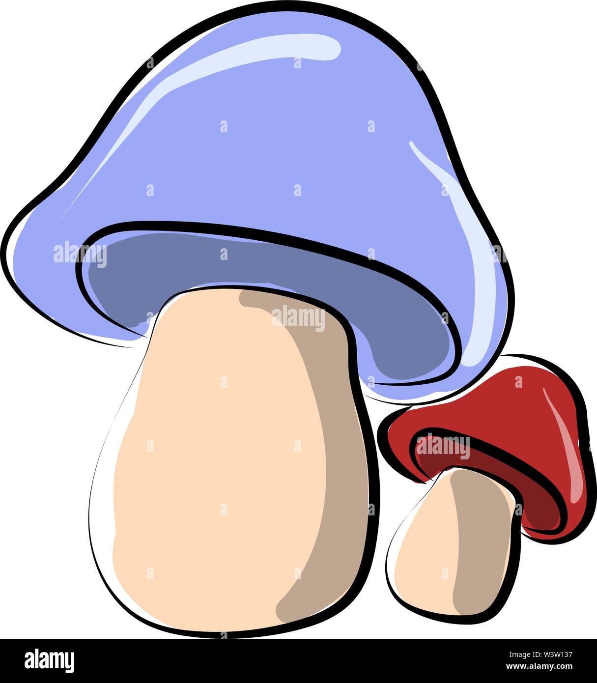 Champignon bleu et rouge, illustration, vecteur sur fond blanc Illustration de Vecteur