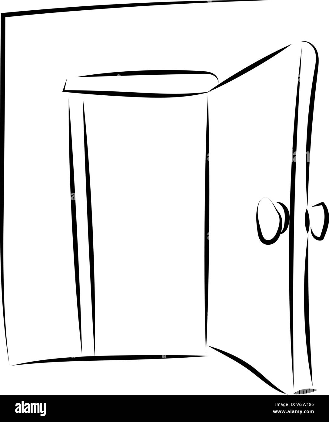 Dessin de la porte ouverte, illustration, vecteur sur fond blanc Illustration de Vecteur